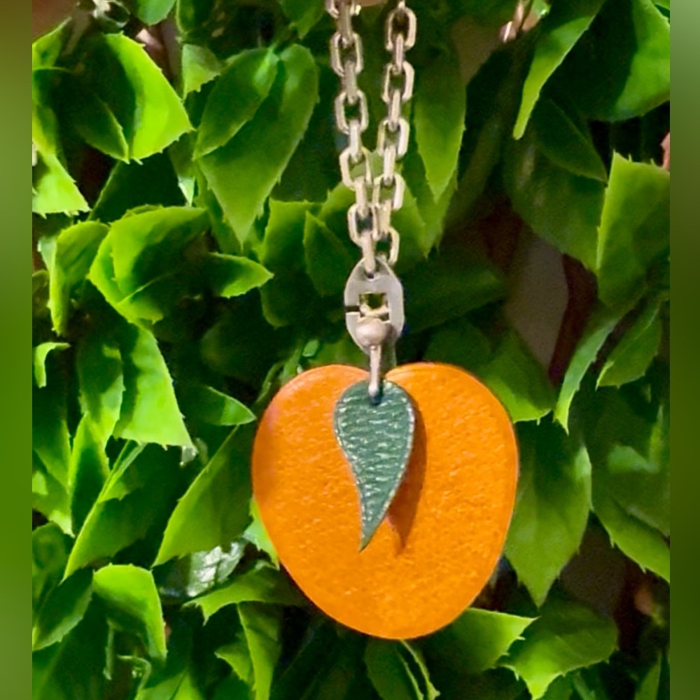 HERMES Apricot Orange Heart Keychain Bag Charm